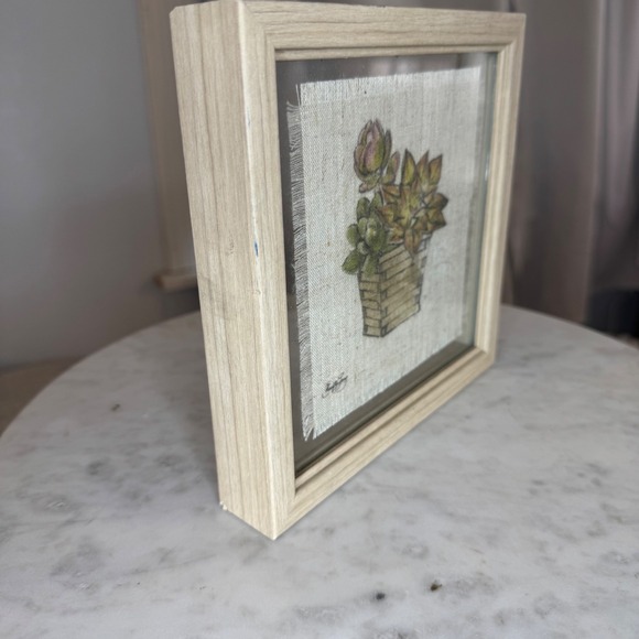 Vintage Framed Floral Art Prints Set of 2 Botanical Wall Decor Home Accent 7"x7" - Picture 6 of 8
